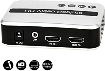 Convertidor de Captura de vídeo HDMI/Game Capture, Capturadora e Video HD para PS4, Xbox One, Xbox 360, LiveTV, PVR DVR y más, Entrada de micrófono Compatible and HD Video HDCP 1080P, Full HD 1080P