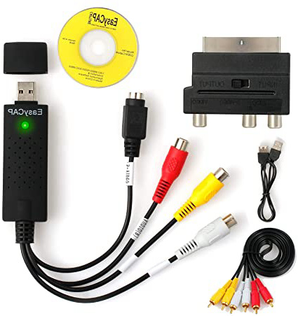 AUTOUTLET USB 2.0 VHS a DVD Audio Video Convertidor Scart a RCA/S-Video Adaptador Capture Cable para Windows XP Win7 Win8 Win10