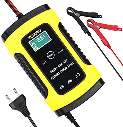 URAQT Cargador de Batería, 6A 12V Mantenimiento Automático e Inteligente con Múltiples Protecciones para Automóviles, Motocicletas, ATVs, RVs, Powersports, Barco