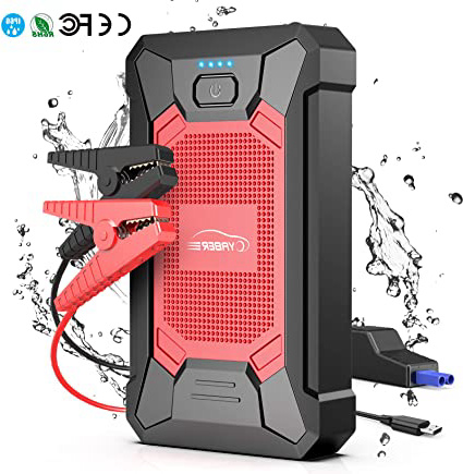 YABER Arrancador de Coches 12000mAh, 800A Arrancador de Baterias de Coche (para 5.0L de Gasolina o 4.0L de Diesel) de IP66 Impermeable Emergencias-Upgrade