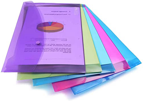 Rapesco Documentos - Carpeta portafolios A4+ horizontal, en varios colores traslúcidos, 5 unidades, polipropileno, foolscap