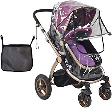 Tomkity Burbuja de Lluvia Protector Cubierta contra Lluvia y Viento Impermeable para Silla de Paseo de Bebé y Carrito con una Bolsa Organizadora de Malla para Guardar Cosas