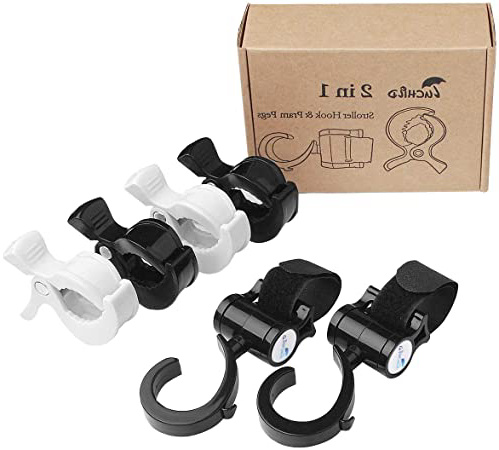 Luchild Ganchos Carrito Bebe & Clip de Cochecito Universal Baby Stroller Hook Clip para Cochecito (2 Gancho Carrito Bebe +4 Clip de Cochecito)