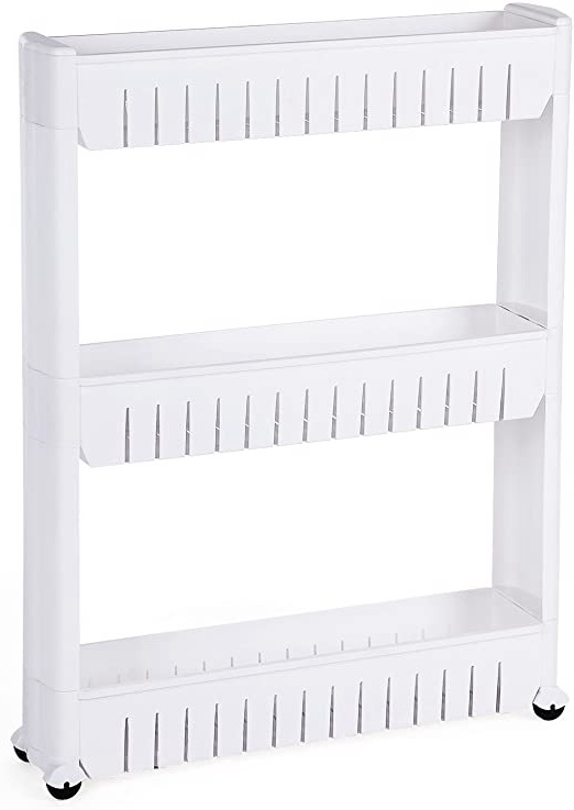 SONGMICS Estante para Hogar y Baño, Carrito de Cocina, Estantería de Cocina, 3 Niveles, 72,5 cm, Blanco KTR03W