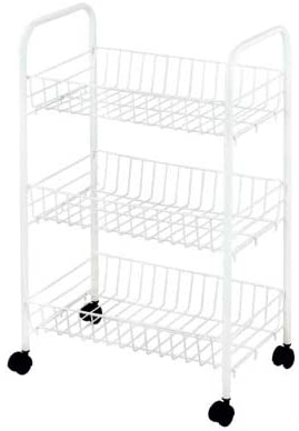 LEYENDAS Carrito Auxiliar con Ruedas y Bandejas de Malla Metálica para Cocina Baño salón Plata (3 Niveles, 37 x 22 x 62cm)