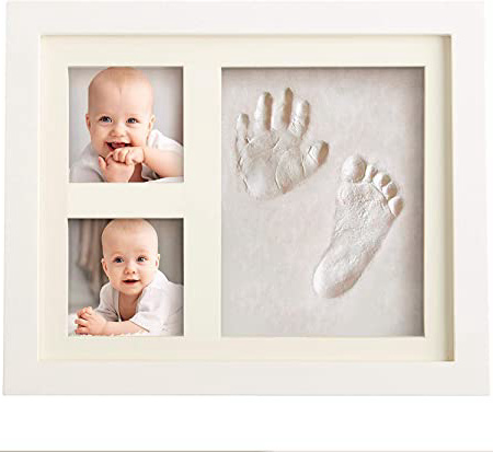 Bubzi Co Set de Marco de fotos y Huellas de bebé en Arcilla – Recuerdo de las huellas de mano y pie – Regalos para bebes – Set de modelado ideal decoración de habitación bebé o regalo de baby shower