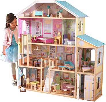 KidKraft- Majestic Mansion Casa de muñecas de madera con muebles y accesorios incluidos, 4 pisos, para muñecas de 30 cm , Color Multicolor ( 65252 )