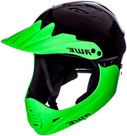 AWE® * Casco integral de BMX negro verde, tamaño M 54-58 cm