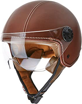BHR 02945 Casco Demi-Jet Linea One 801, piel a, tamaño S (55/56 cm), color marrón, talla S