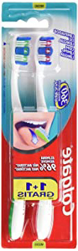 Colgate 360° - Cepillo de Dientes Medio con Limpiador de Lengua- Pack de 2