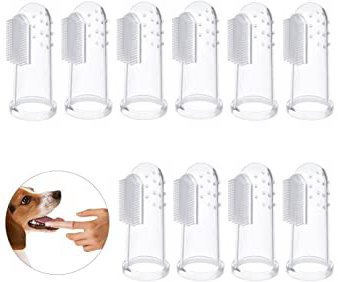 Bello Luna Cepillos de dientes del perro 10Pcs, cepillo de dientes del dedo del animal doméstico Cepillos de la higiene dental para el perro y el gato