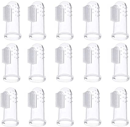 Bello Luna Cepillos de dientes del perro 15Pcs, cepillo de dientes del dedo del animal doméstico Cepillos dentales de la higiene para el perro y el gato