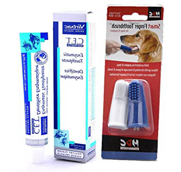 Smart Bundles Pasta de dientes enzimática con cepillo de dientes inteligente para perros (sabor a pollo 70 g) Paquete de 2