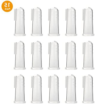 Locisne 15pcs cepillo de dientes suave del animal doméstico del silicón, cepillo del cepillo del diente del perro dientes del gato del perro que limpian cuidado dental(15*cepillo de dientes de dedo)