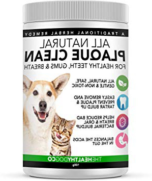 Polvo Para Eliminación de Sarro y Placa Para Perros, Cachorros y Gatos | 100% Natural para Animales | Plaque Clean | 100g | Limpia y Cuida Dientes Blancos y Encías | Ayuda Contra el Mal Aliento