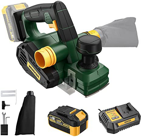 POPOMAN Cepilladora Eléctrica, 18V-4.0Ah, 12500RPM,