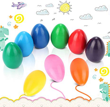 Crayones para Niños Pequeños, 9 Colores Surtidos Crayones Seguro y No Tóxico, Lápices de Pintura Lavables Juguetes, Apilables Para Niños y Niñas Regalo de pascua(Forma Huevo)