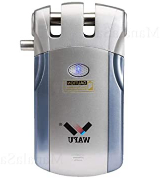 WF-019 Cerradura Inalámbrica Inteligente 433mHZ Cerradura Control Remoto Cerradura Invisible con 4 Control Remotos, Plata