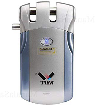 WF-019 Cerradura Inalámbrica Inteligente 433mHZ Cerradura Control Remoto Cerradura Invisible con 4 Control Remotos, Plata