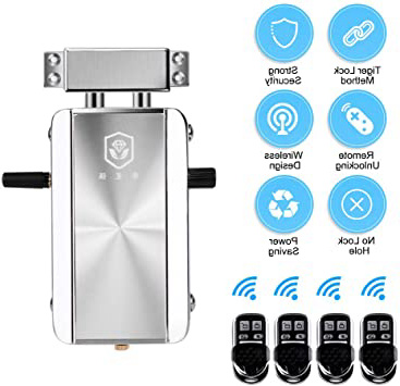 OWSOO Cerradura de Puerta, Cerradura sin Llave, Cerradura Invisible con 4 Control Remoto, Cerradura Electrónica Inteligente, Sistema de Control de Acceso
