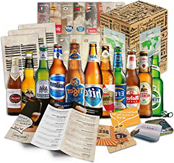 egalo de 12 Cervezas del mundo para el Día del Padre + envoltorio de regalo + Instrucciones de degustación