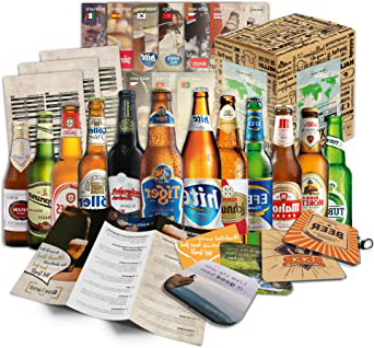 Cervezas del mundo (12 botellas) especialidades internacionales de cerveza para regalar - Las mejores cervezas del mundo con caja de regalo (cerveza + instrucciones de degustación + folleto de cerveza + regalos cervecería + caja de regalo)