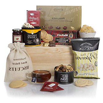 Cesta Delicias para la Hora del Té - Cestas de regalo de comida de lujo para él o ella, Navidad, cumpleaños u ocasiones especiales