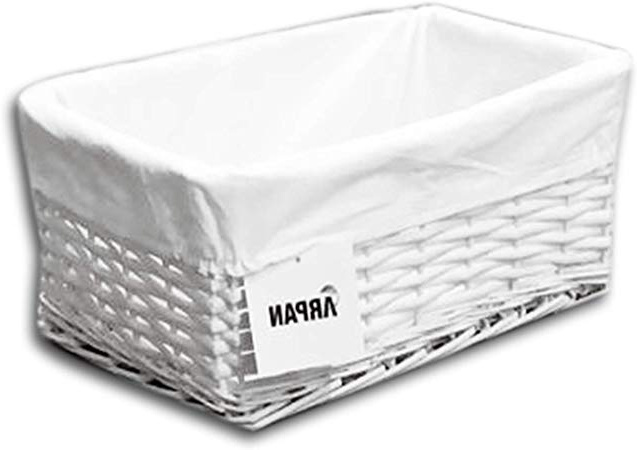 ARPAN - Cesta de Almacenamiento, de Mimbre, Cesta de Regalo, con Forro de Tela Blanca, tamaño Mediano, Color Blanco