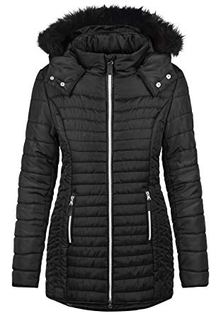 BlendShe Sabia Cazadora Chaqueta Acolchada De Plumas Abrigo con Capucha Efecto Pelo para Mujer con Capucha
