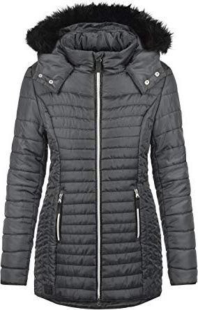 BlendShe Sabia Cazadora Chaqueta Acolchada De Plumas Abrigo con Capucha Efecto Pelo para Mujer con Capucha