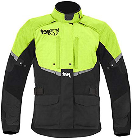 JET Chaqueta de moto impermeable con armadura negro/fluorescente