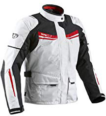 JET Chaqueta Moto Hombre Textil Impermeable con Armadura Aquatex (3XL (EU 56-58), Blanco Rojo)