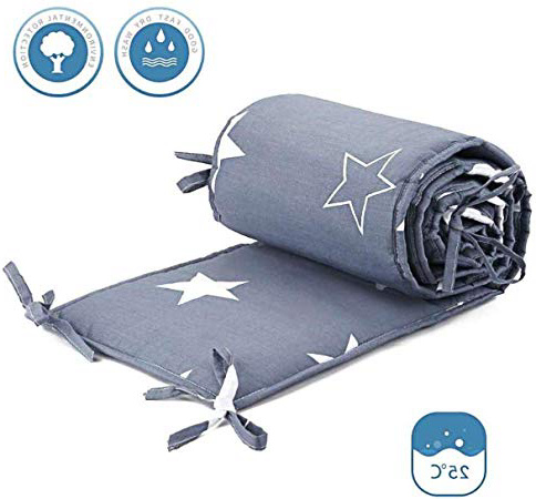 Luchild Protector de Cuna, 180cm Parachoques, Protector Cuna Chichonera para Proteger Bebe y Decorar la Cuna