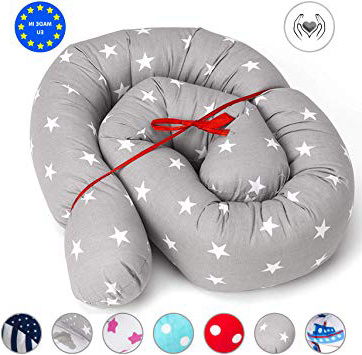 protector cuna chichonera - Cama Bebé Cojín Parachoques Torre de Cama Cojín Protectores Para Cunas y Camas de Bebé Cuna Serpiente Protector Gris blanco 150 cm