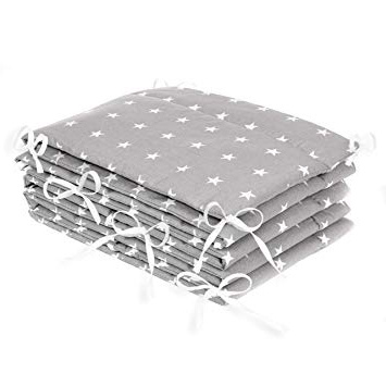 Protector de cabeza para cuna (420 x 30 cm, 360 x 30 cm, 180 x 30 cm, protector para bordes de cuna), diseño de estrellas, color gris Talla:360x30cm