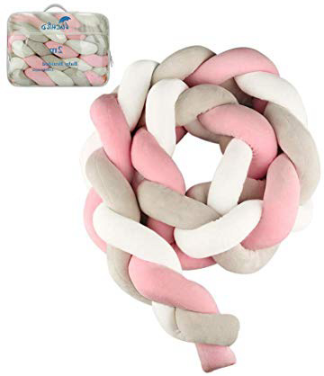 Luchild Trenza Protector de Cuna, 200cm Parachoques, Protector Cuna Chichonera para Proteger Bebe y Decorar la Cuna