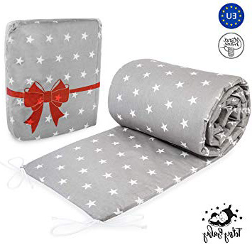 chichoneras cuna 60x120 - protector de cuna 120x60 bebe, chichonera cuna, ropa camas de bebé, algodón acolchado protector para bordes 180 x 30 Gris