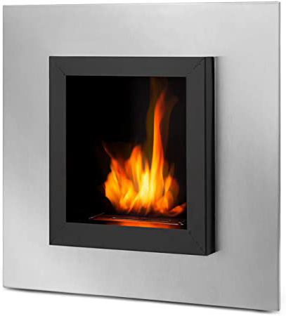 KLARSTEIN Phantasma Cuadro Chimenea - Quemador de bioetanol sin Olor ni Humos de Acero Inoxidable, Instalación en la Pared, depósito de 600 ml, 4 Horas de duración, Apagado asistido, Negro
