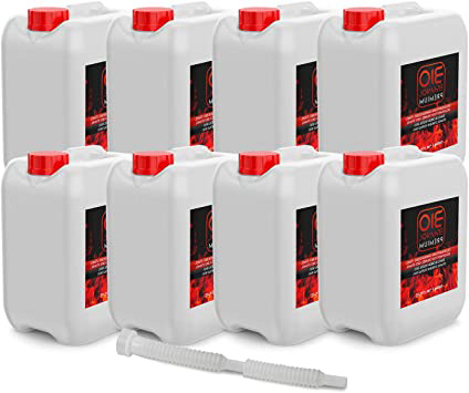8 x 5 Litros Bioetanol Premium con Embudo - Etanol Vegetal para chimeneas - 40 Litros Combustión de alta calidad no humos origen Vegetal