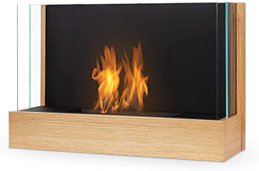 KLARSTEIN Phantasma Assemble Chimenea de bioetanol - Sistema CleanFire, Sin Humo ni olores, Tanque de 0,8 L, 2 h de combustión, Ayuda de Apagado, Carcasa de MDF, Cristal de Seguridad, Marrón