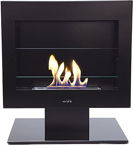 PURLINE Gaia Biochimenea de Suelo o de sobremesa en Acero esmaltado Negro y Cristal Frontal