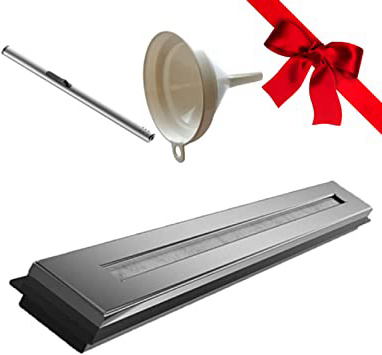 Quemador bioetanol, 93cm, acero, certificado TÜV, paquete de regalo con embudo y encendedor