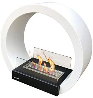 PURLINE Morea W Biochimenea de Suelo semicircular en Acero Color Blanco con Cristal Templado