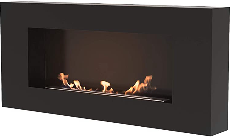 Chimenea de bioetanol de 90 x 40 cm Delta Flat, negro mate