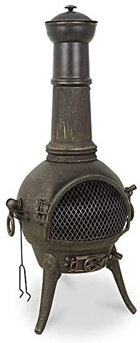 Chimenea de hierro fundido alto moderno Etinas Chimenea, quemador de leña (gran calentador de patio de jardín, chimenea para barbacoa)