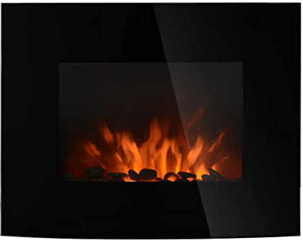 HOMCOM Chimenea Eléctrica Tipo Estufa de Pared con Efecto Llamas y Luz LED de 7 Colores con Mando a distancia 900W/1800W 65x11.4x52cm