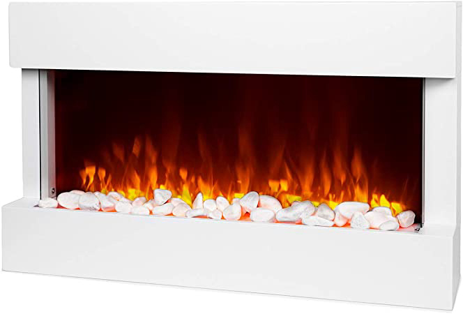 KLARSTEIN Studio 1 Chimenea eléctrica - 1000/2000 W, Efecto Llama LED, Control Remoto, Termostato: 10-30 °C, Temporizador, Detección Ventanas Abiertas, Protección sobrecalentamiento, MDF, Blanco