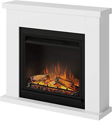 Chimenea eléctrica TAGU Frode con Fuego Eléctrico Powerflame de 23 pulgadas, 1500W, 7 Días Programables, Termostato Digital, Control Remoto (Blanco Puro)