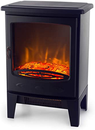 Klarstein Meran Chimenea eléctrica con Efecto llameante, Chimenea electrónica, CREA Ambiente romántico, 950 o 1850 W de Potencia, Termostato, InstaFire sin Humos, No se recalienta, Negro
