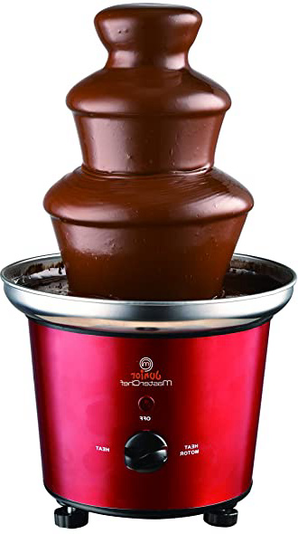 Masterchef Junior MCJPFCHA- Fuente De Chocolate De Acero Inoxidable, Potencia De 85W, 3 Niveles De Cascada, Apta para Todo Tipo De Chocolates, Color Rojo